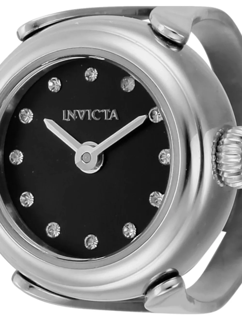 Invicta Women's Mini Angel Quartz ring watch a 17.5mm black dial with crystals